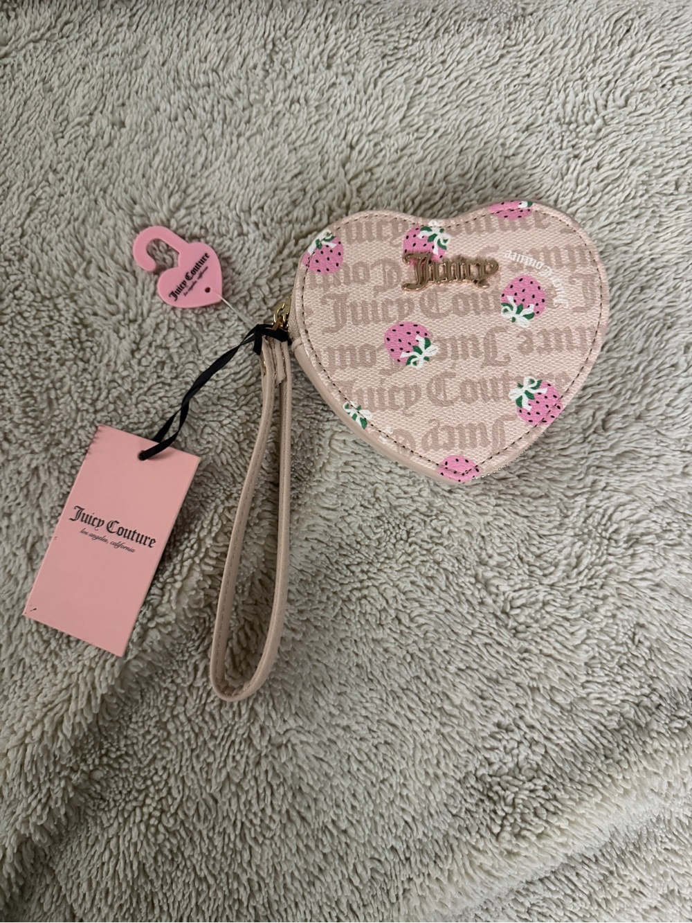 Juicy Couture Pink Strawberry Heart Wristlet Card Holder